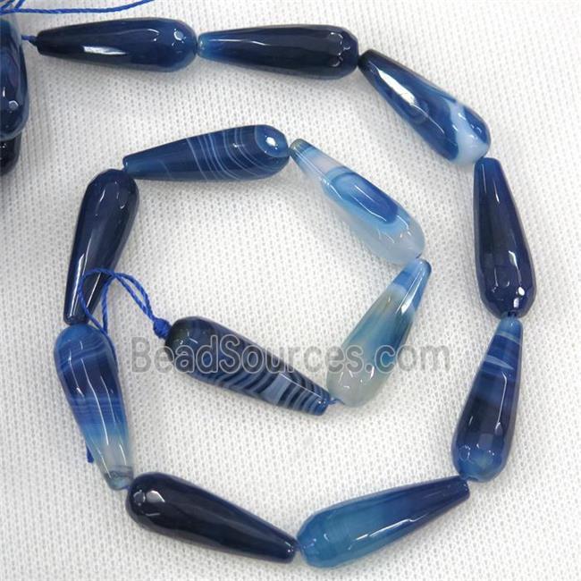 blue stripe Agate beads, faceted teardrop