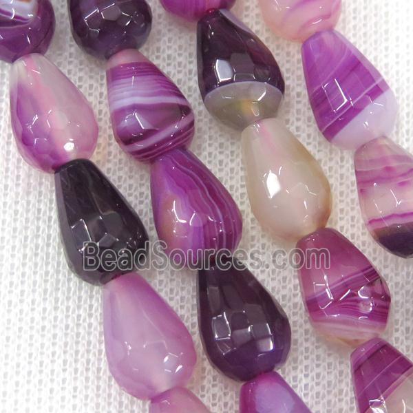 purple stripe Agate beads, faceted teardrop