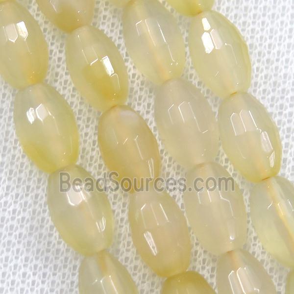 lt.yellow Agate beads, faceted barrel