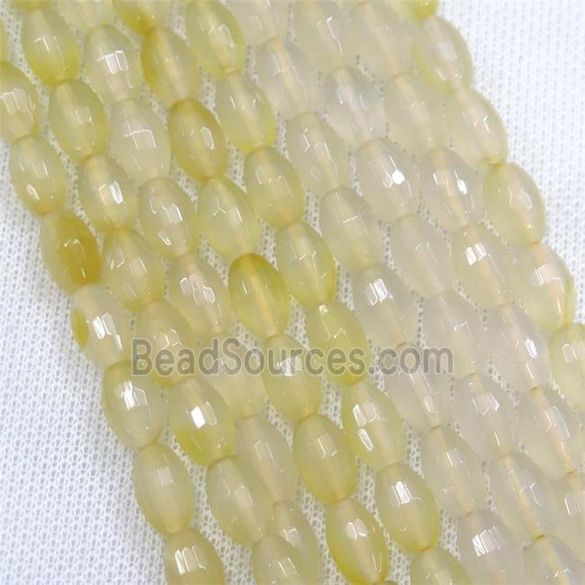 lt.yellow Agate beads, faceted barrel