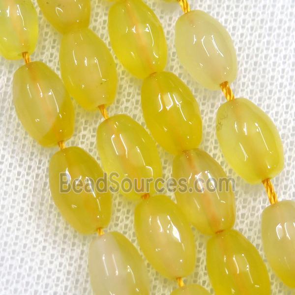 yellow Agate beads, faceted barrel