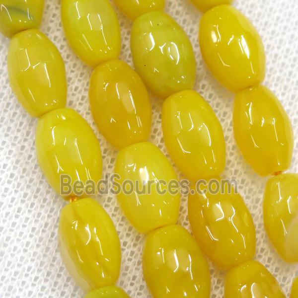 yellow Agate beads, faceted barrel