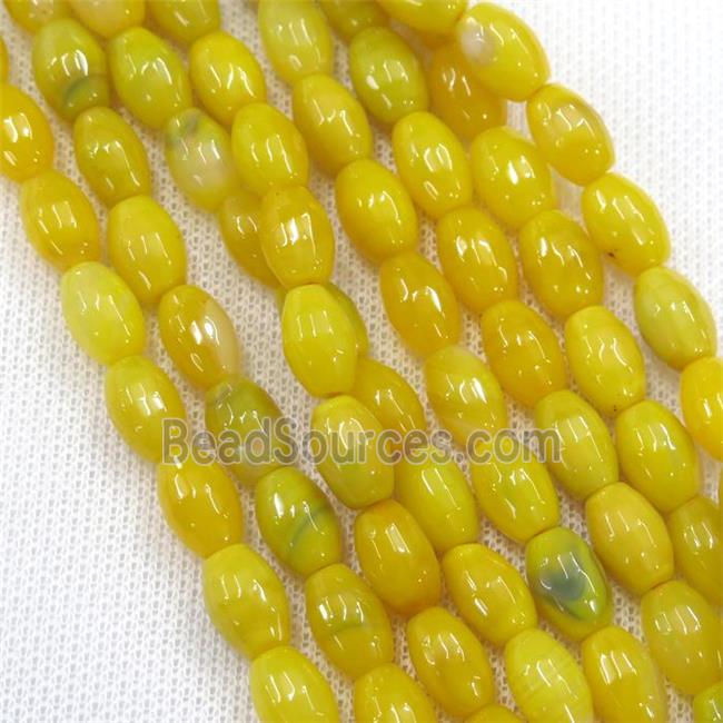 yellow Agate beads, faceted barrel