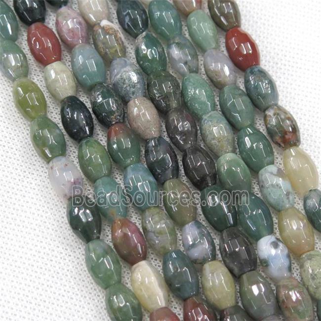 Indian Agate beads, faceted barrel