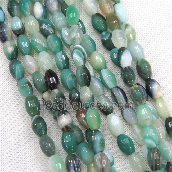 green Agate beads, faceted barrel