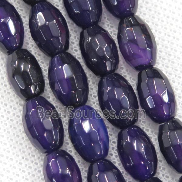 purple Agate beads, faceted barrel