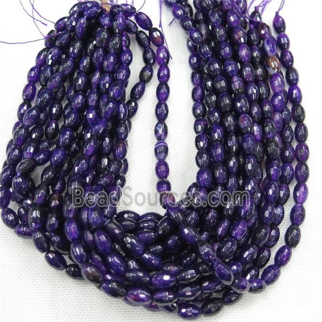 purple Agate beads, faceted barrel