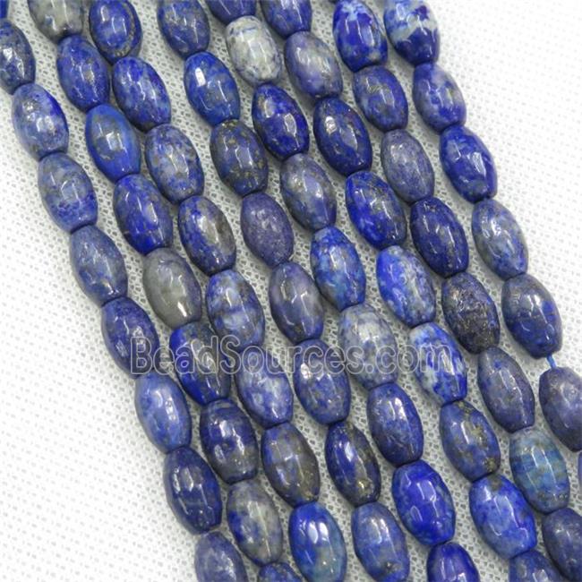 faceted blue Lapis Lazuli barrel beads