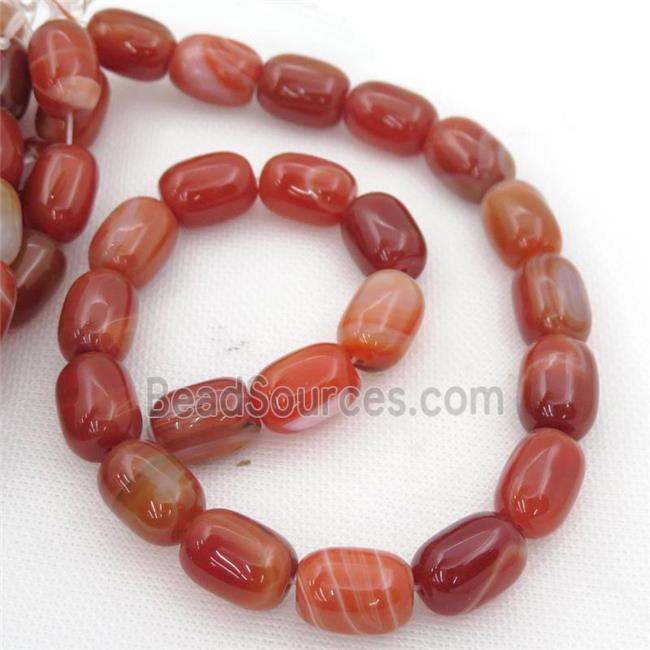 red Carnelian Agate barrel beads