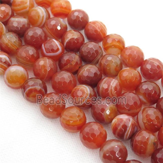 natural red Carnelian Agate beads, sardonyx, faceted round