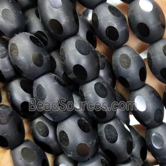 black onyx Agate beads, faceted barrel