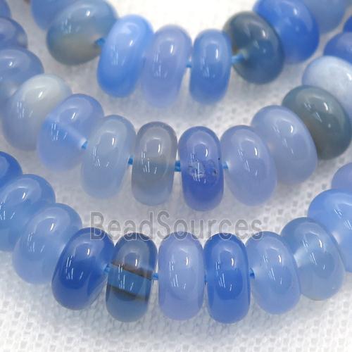 natural Agate rondelle beads, blue treated