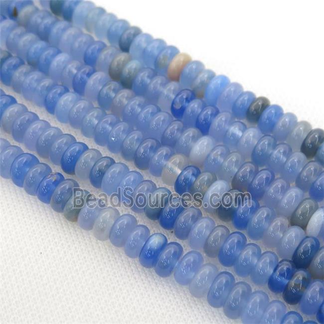 natural Agate rondelle beads, blue treated