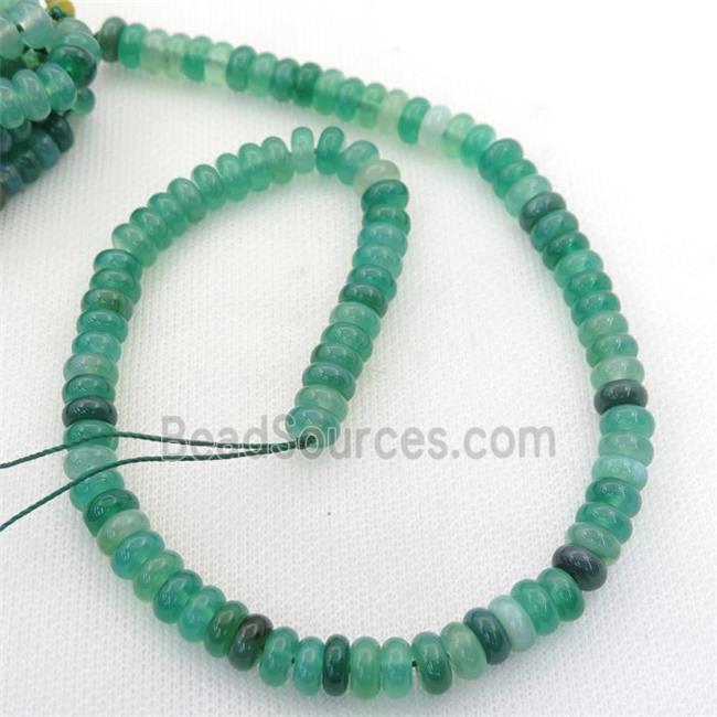 natural Agate rondelle beads, green treated