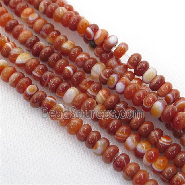 red striped agate rondelle beads