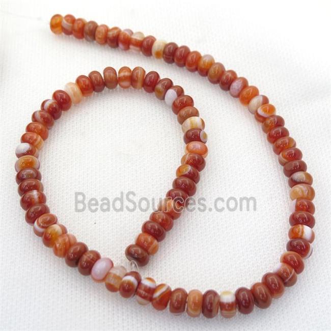 red striped agate rondelle beads