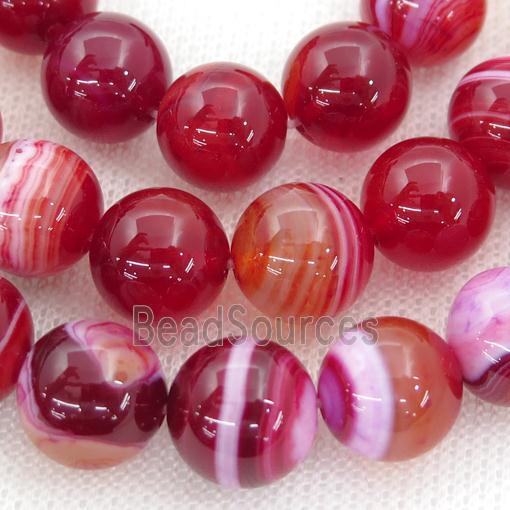 red striped Agate beads, round