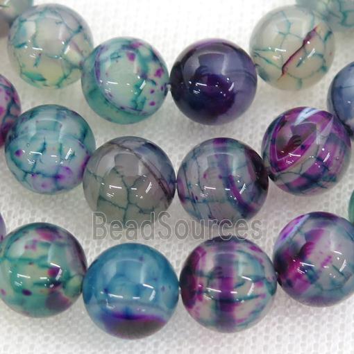 Stripe Agate Beads Multicolor Dye Smooth Round