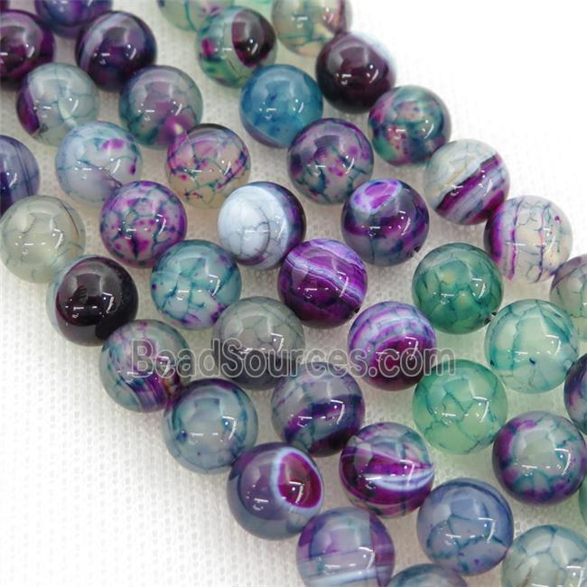 Stripe Agate Beads Multicolor Dye Smooth Round