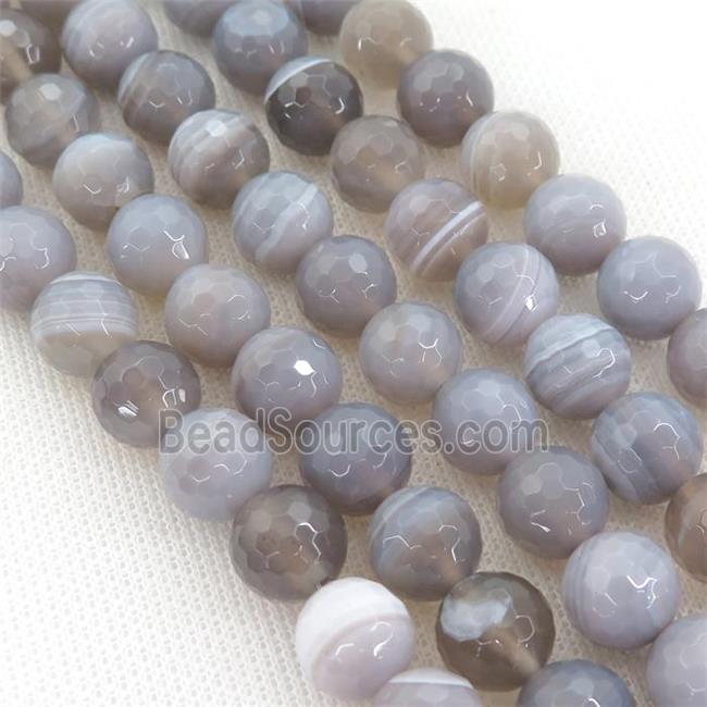 gray striped Agate beads, faceted round