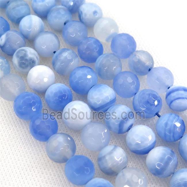 blue striped Agate beads, faceted round