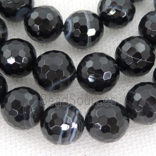 black striped Agate beads, faceted round