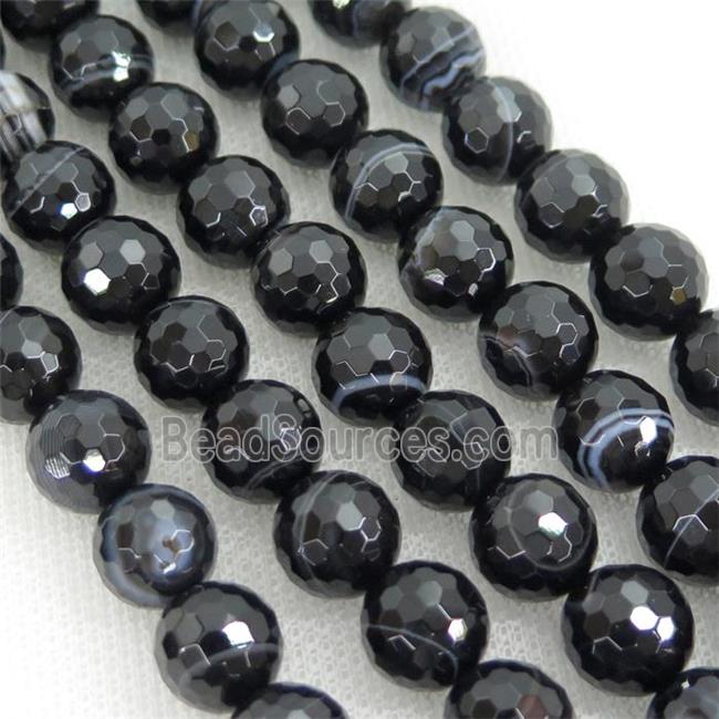 black striped Agate beads, faceted round