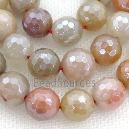 Natural Aventurine Beads Multicolor Faceted Round Electroplated