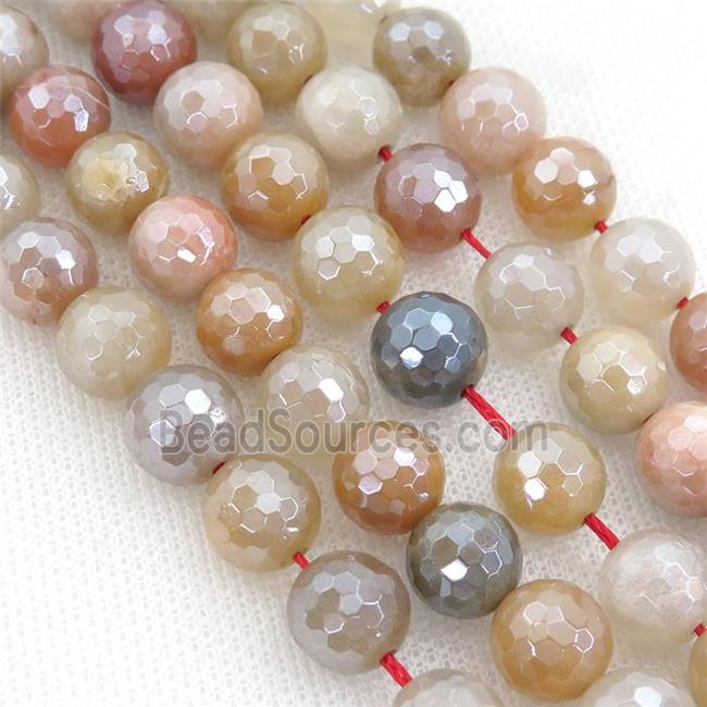 Natural Aventurine Beads Multicolor Faceted Round Electroplated