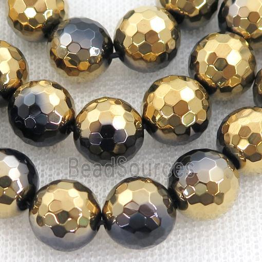 black striped Agate Beads, half gold electroplated