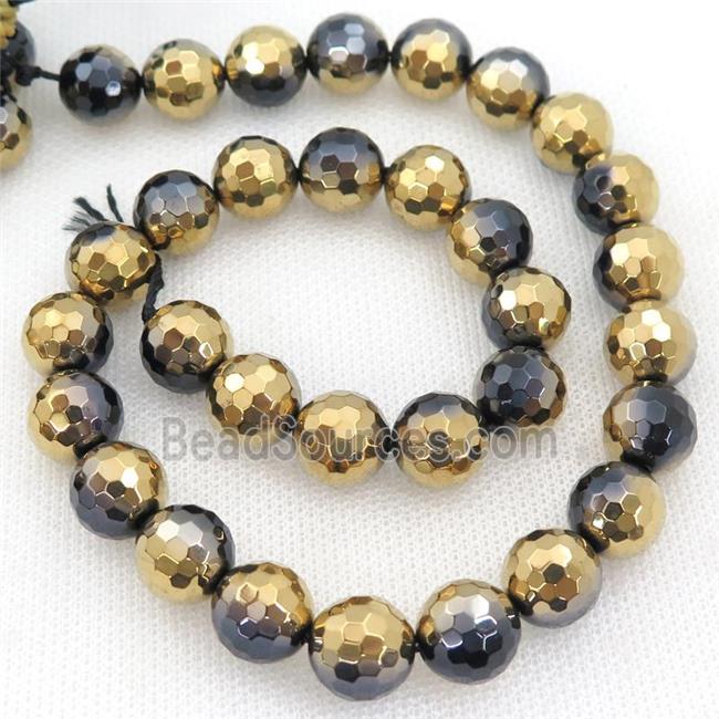 black striped Agate Beads, half gold electroplated