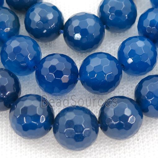 natural Agate Beads, blue treated, faceted round