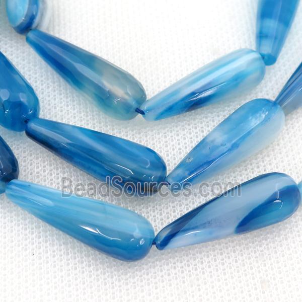 blue Agate beads, faceted teardrop