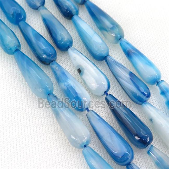 blue Agate beads, faceted teardrop