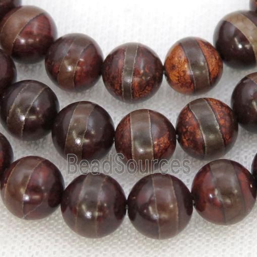 round Tibetan Agate Beads, darkred