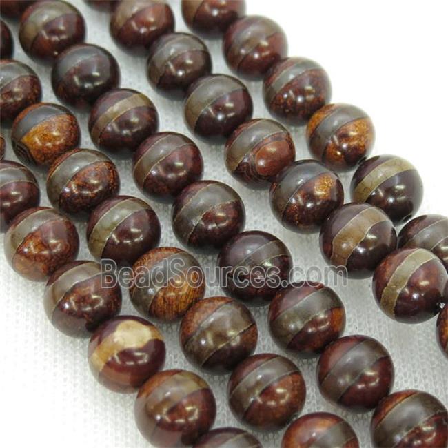 round Tibetan Agate Beads, darkred