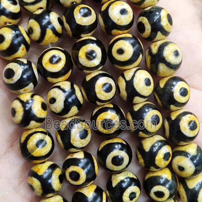 round Tibetan Agate Beads, yellow eye