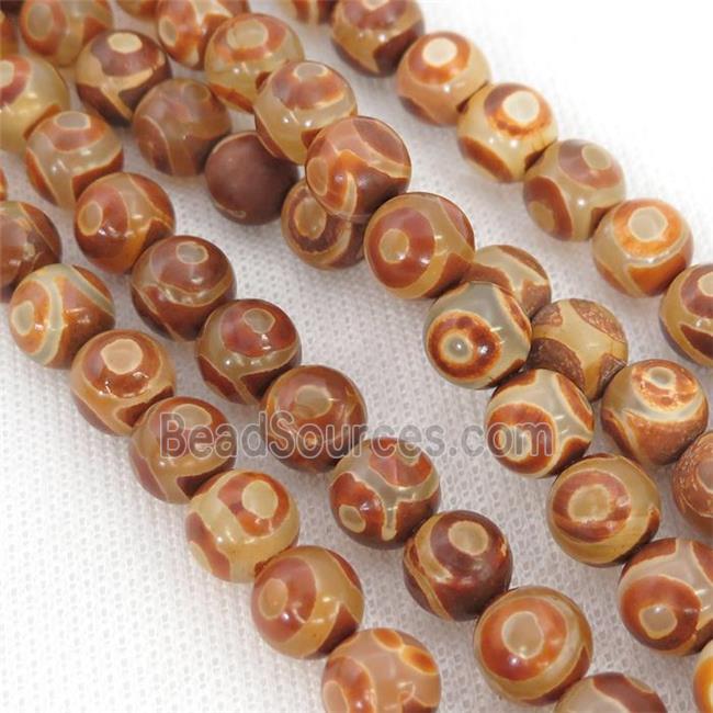 round Tibetan Agate Beads, orange eye