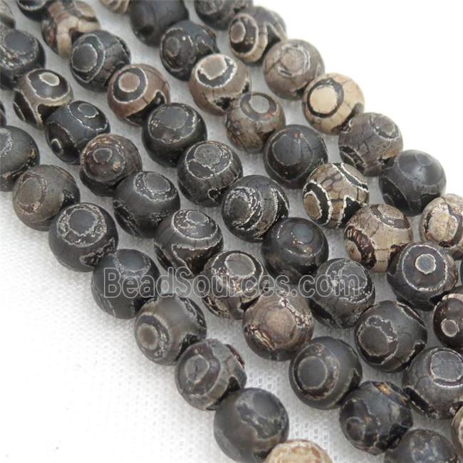 round Tibetan Agate Beads, eye, rough