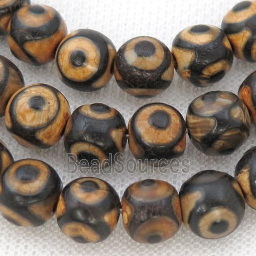 round rough Tibetan Agate Beads, eye, yellow