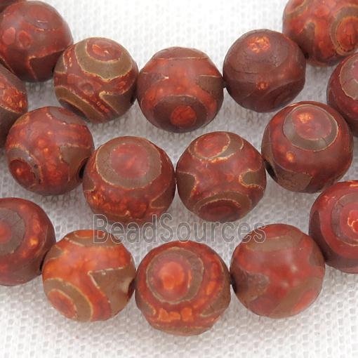 round Tibetan Agate Beads, red, eye