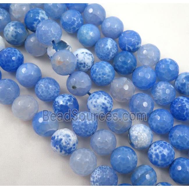 blue Fired Agate Stone beads, faceted round