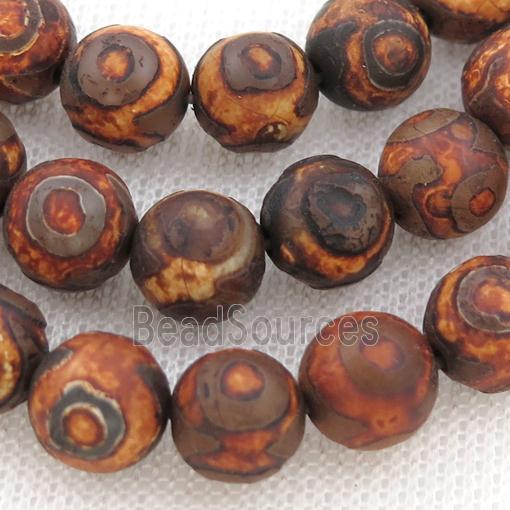 Tibetan Style Agate Beads, round, eye