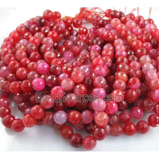 red veins Agate Stone Beads, faceted round