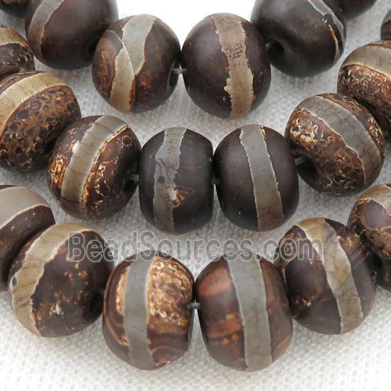 matte Tibetan Agate Beads, rondelle