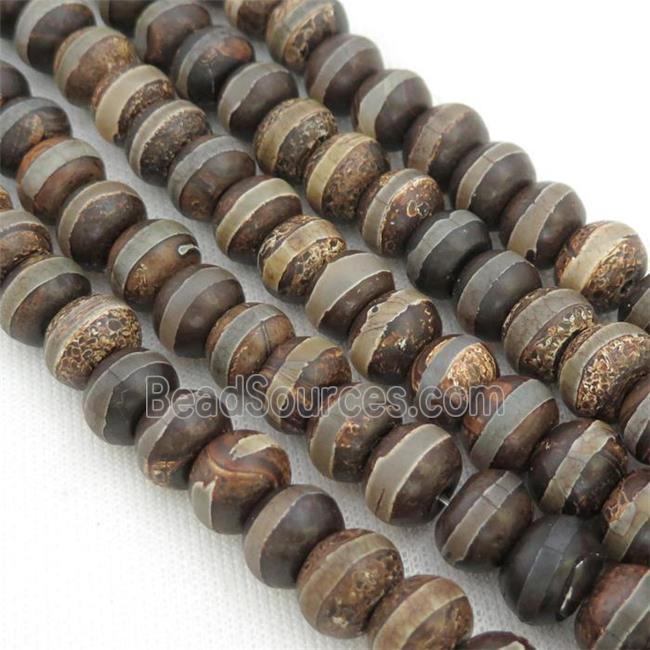 matte Tibetan Agate Beads, rondelle