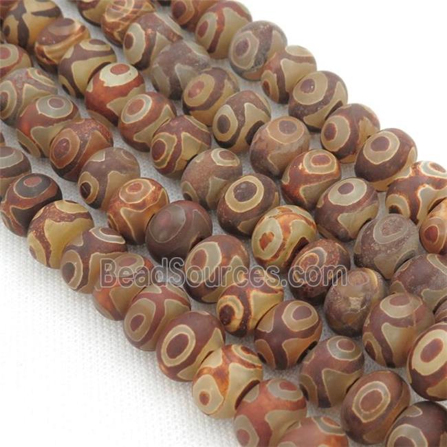 matte Tibetan Agate Beads, rondelle, eye