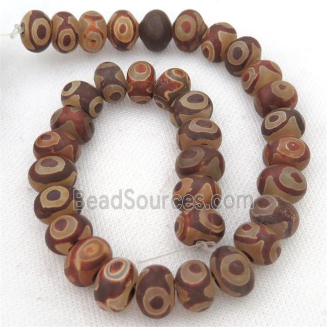 matte Tibetan Agate Beads, rondelle, eye