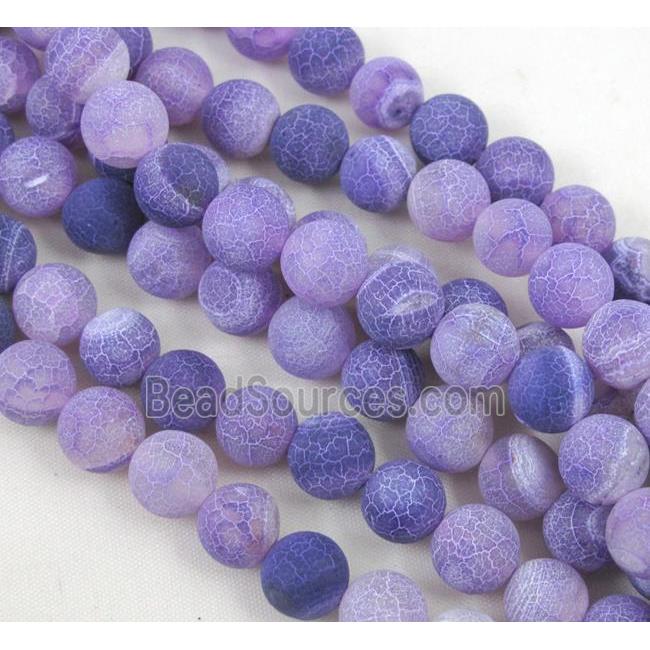 round purple frosted Crackle Agate beads