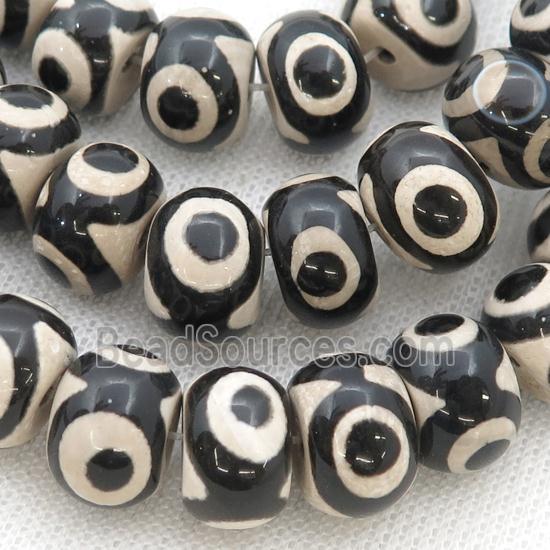 black white Tibetan Agate Beads, rondelle, eye